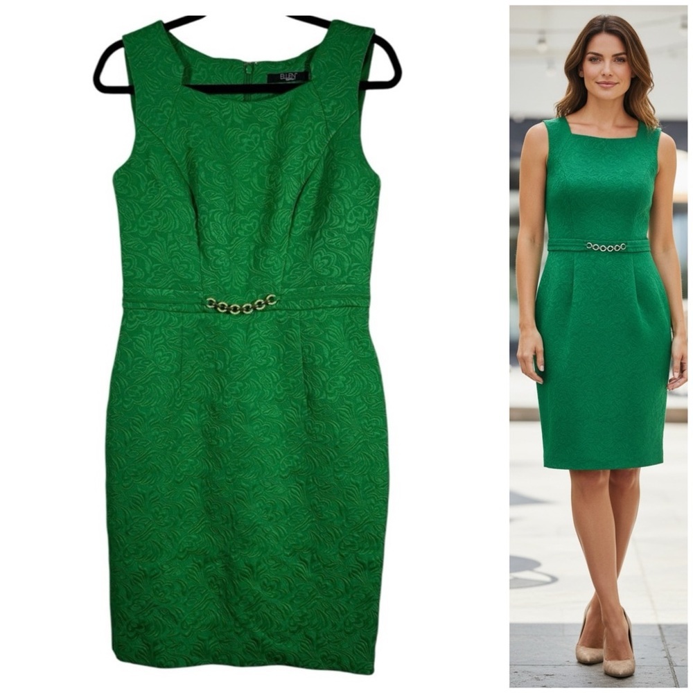 ELLENTRACY  Sleeveless Jacquard Waist Detail Vintage Inspired Spring Dress Sz 8